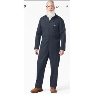 Dickies Dark Navy Wrinkle & Stain Resistant Long Sleeve Coveralls, M